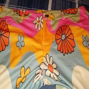 New 80s Bell Bottom Flower Pants Small